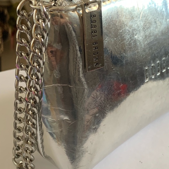 Bobbi Brown Pouch Zip Up Makeup Travel Bag Silver Wristlet - Picture 13 of 13